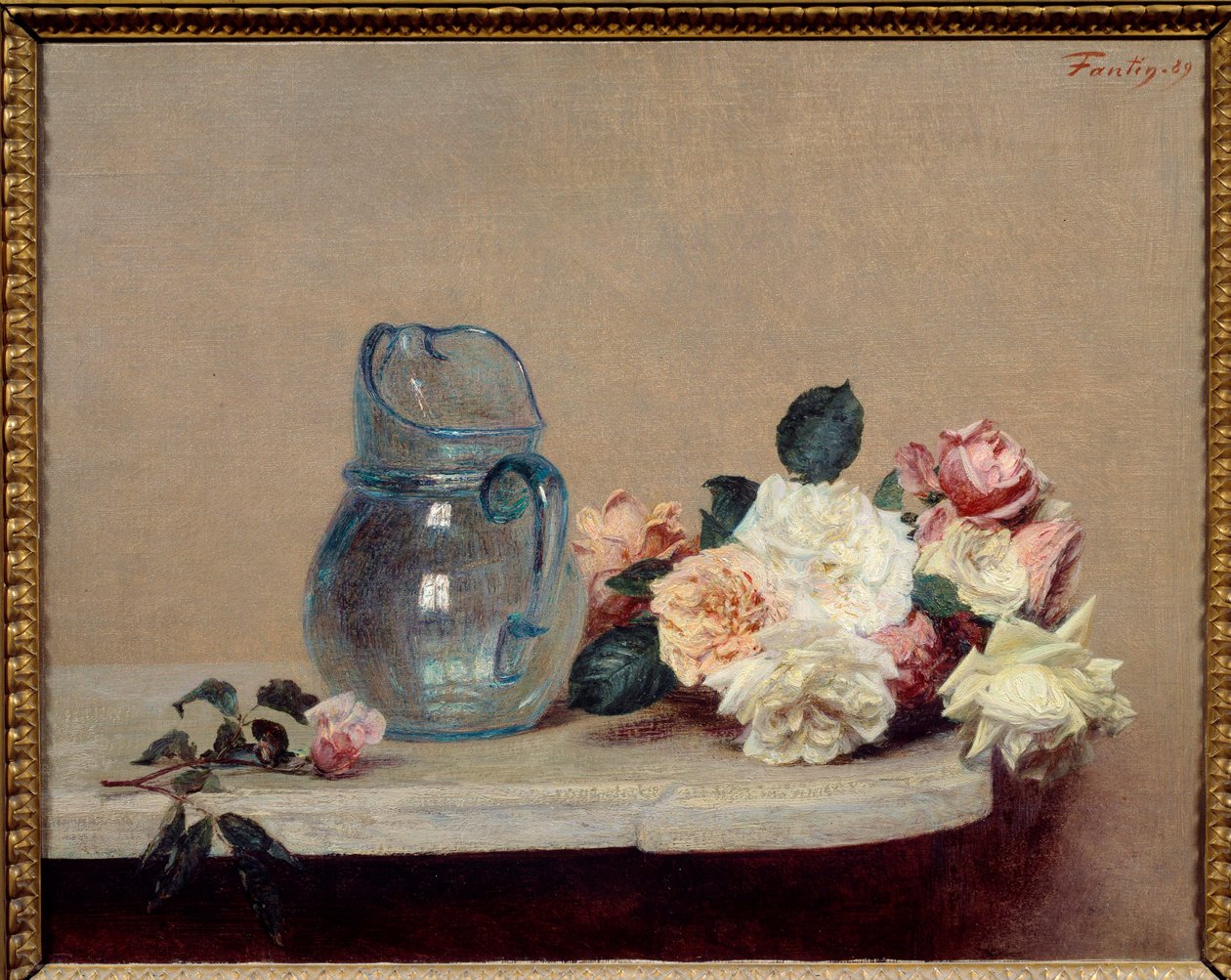 De rozen door Ignace Henri Jean Fantin Latour