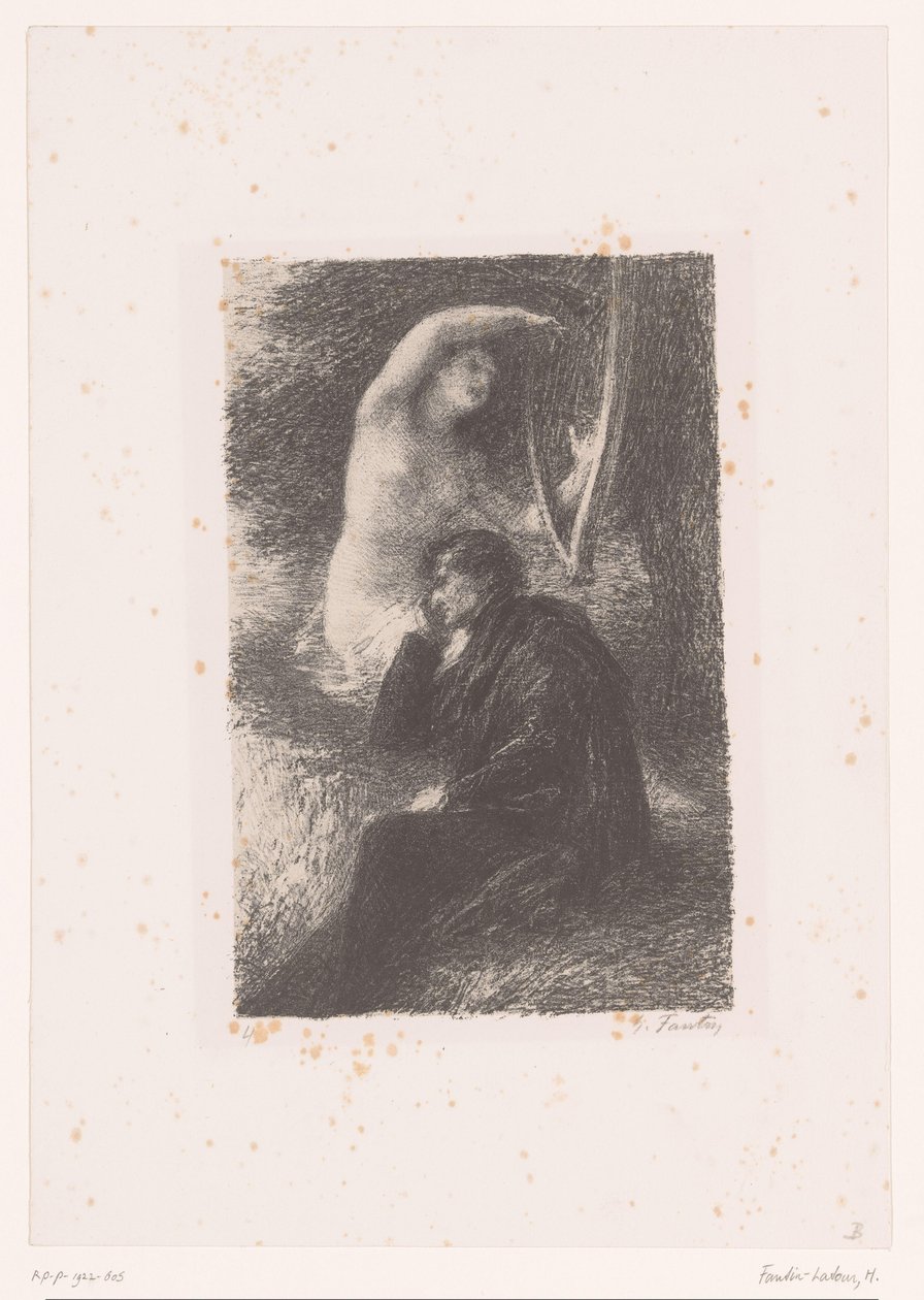 Lélio luistert naar de klanken van een harp door Ignace Henri Jean Fantin Latour