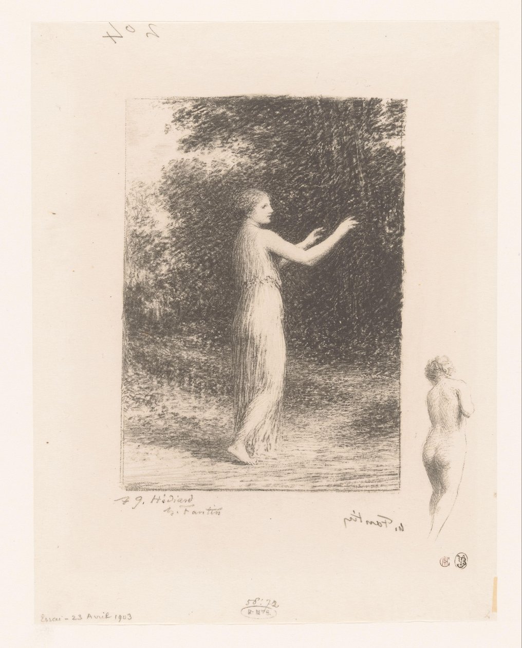 Maagd van Lycus wandelt in de natuur door Ignace Henri Jean Fantin Latour
