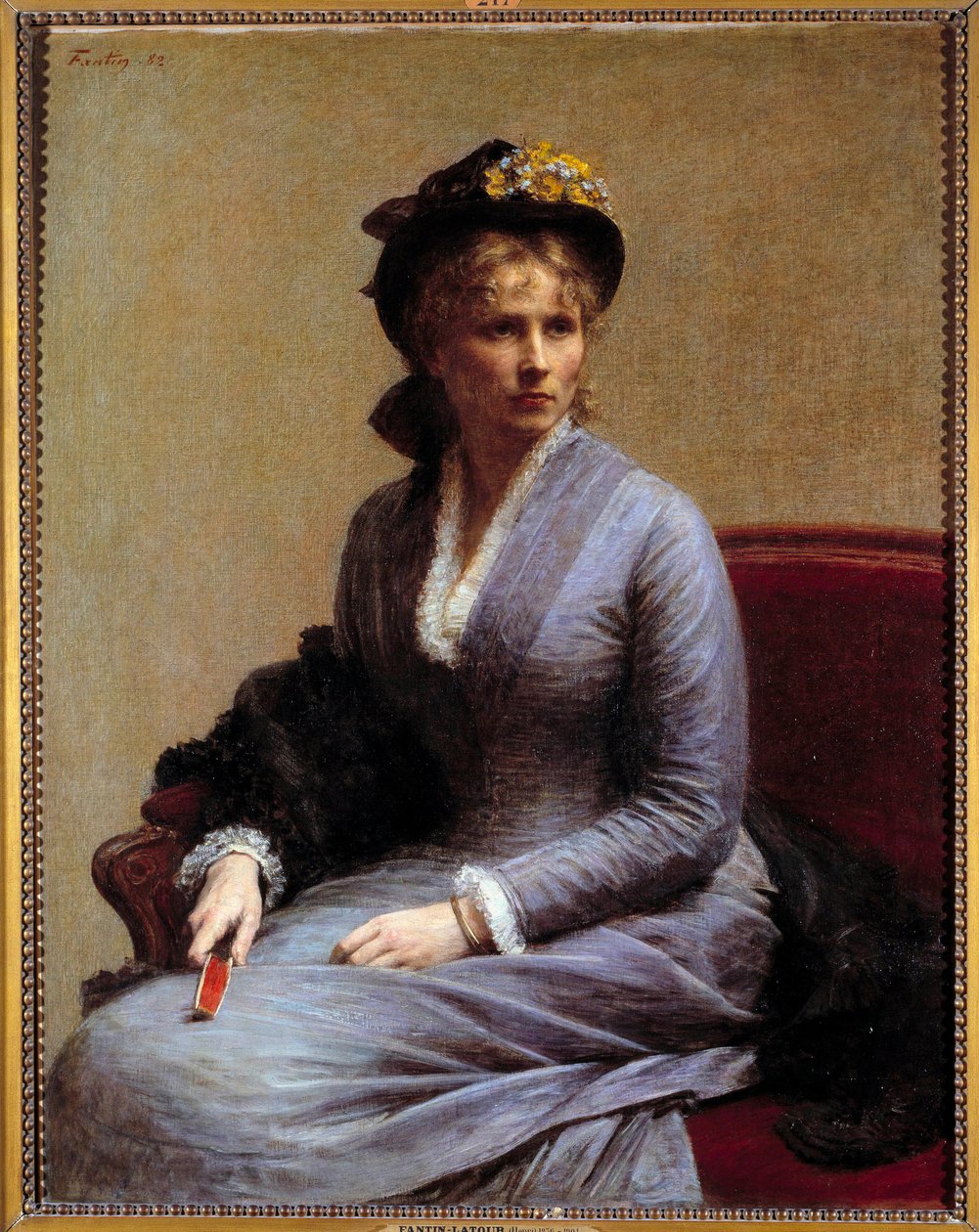 Portret van Charlotte Dubourg (1850-1921) Zij is de zus van de vrouw van de kunstenaar door Ignace Henri Jean Fantin Latour