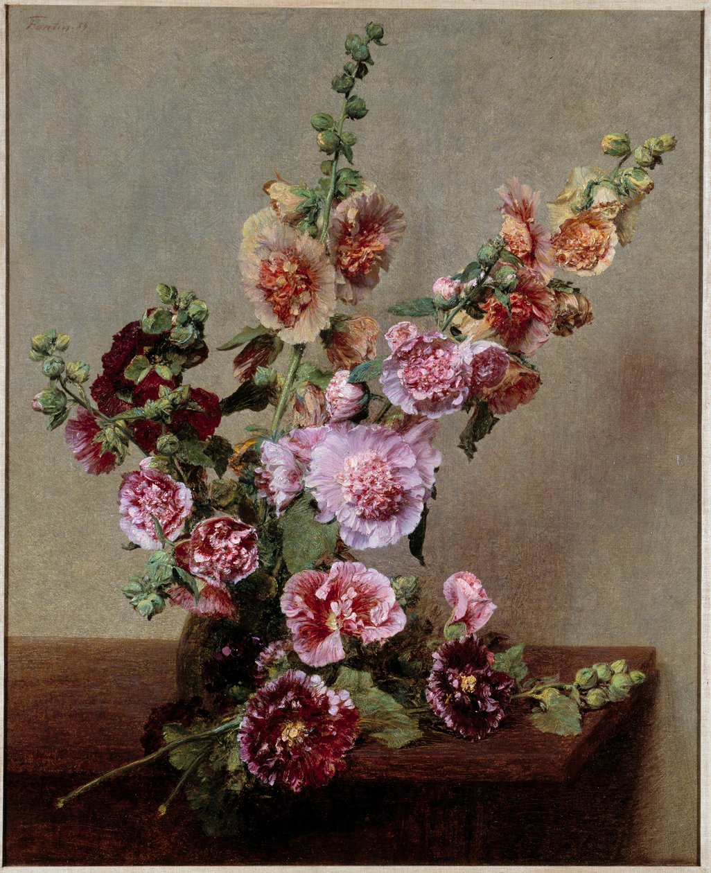 Stokrozen door Ignace Henri Jean Fantin Latour