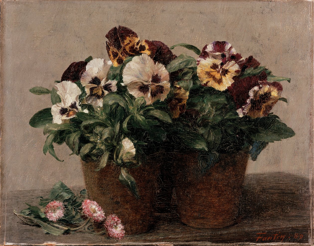 Stilleven: Viooltjes en Madeliefjes, 1880 door Ignace Henri Jean Fantin Latour