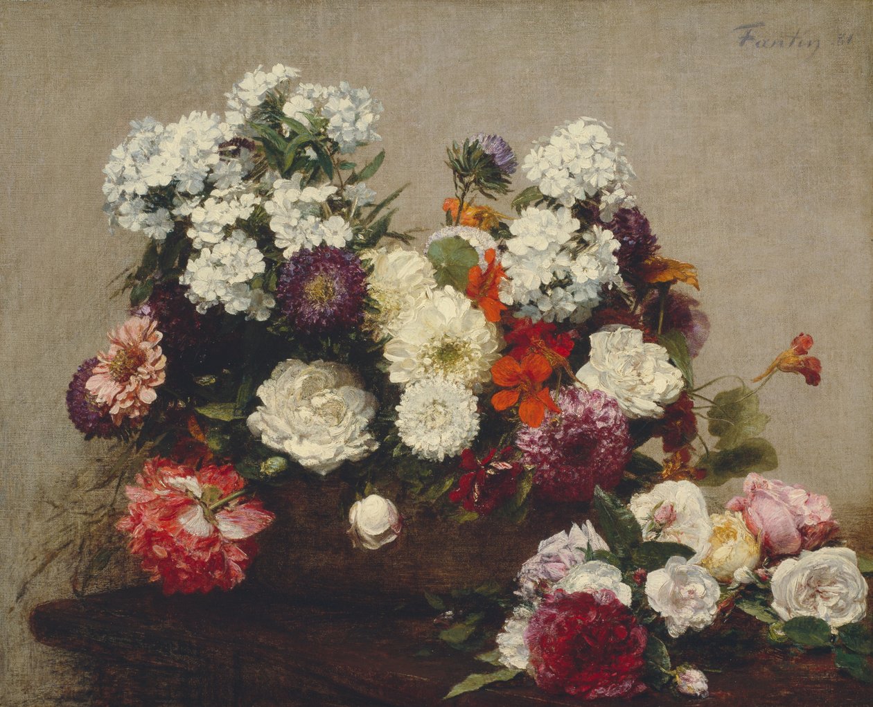 Stilleven met bloemen door Henri Fantin-Latour