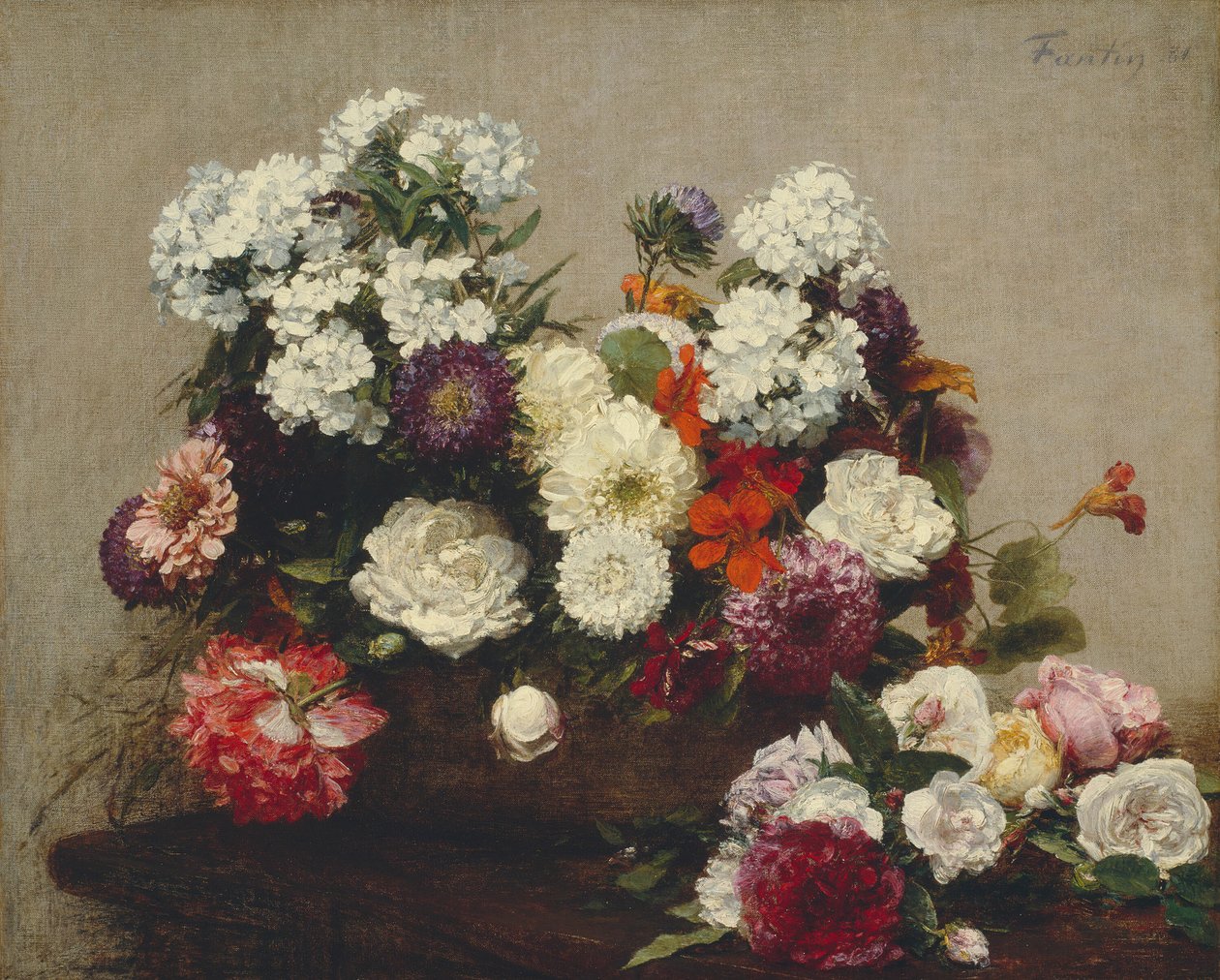 Stilleven met bloemen, 1881 door Ignace Henri Jean Fantin Latour