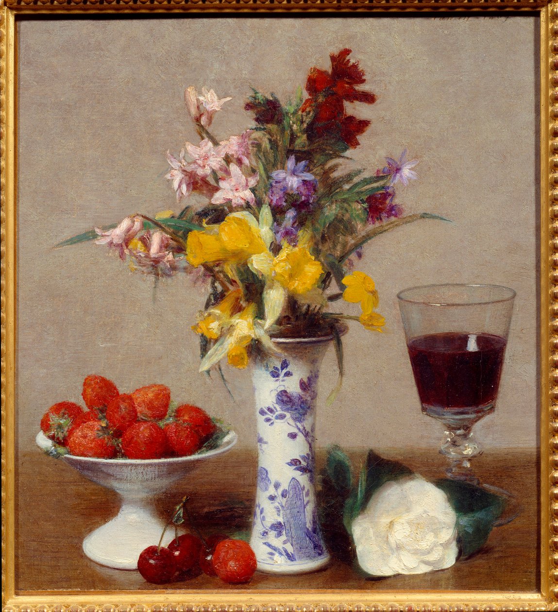 Stilleven genaamd de verloving door Ignace Henri Jean Fantin Latour