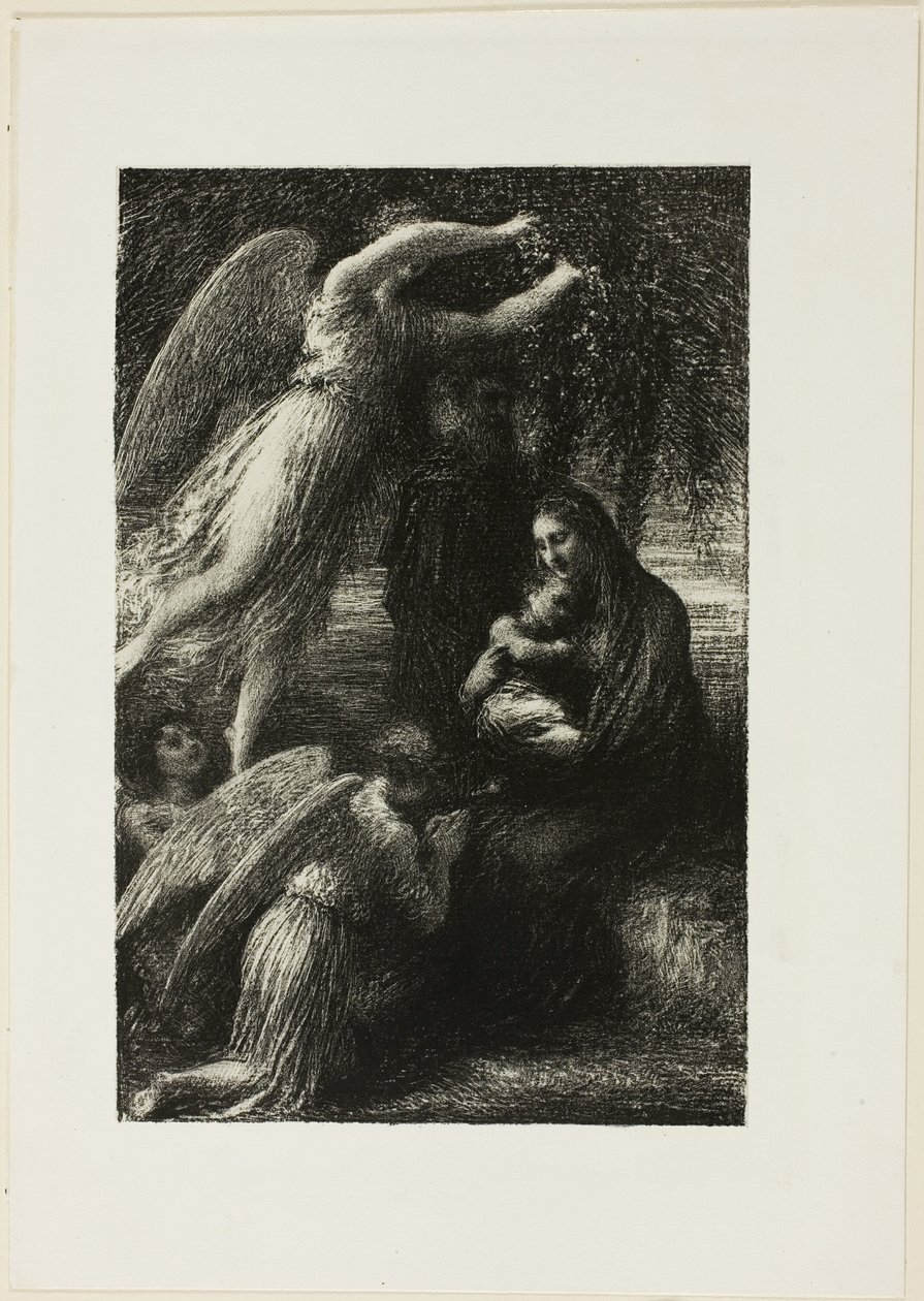 De kindertijd van Christus: De rust van de Heilige Familie door Ignace Henri Jean Fantin Latour