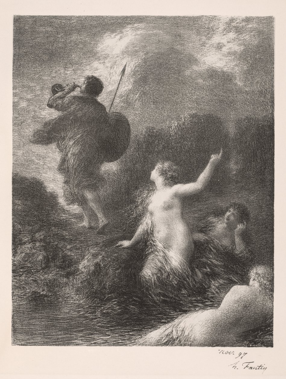 Schemering der Goden: Siegfried en de Rijnmeisjes door Ignace Henri Jean Fantin Latour