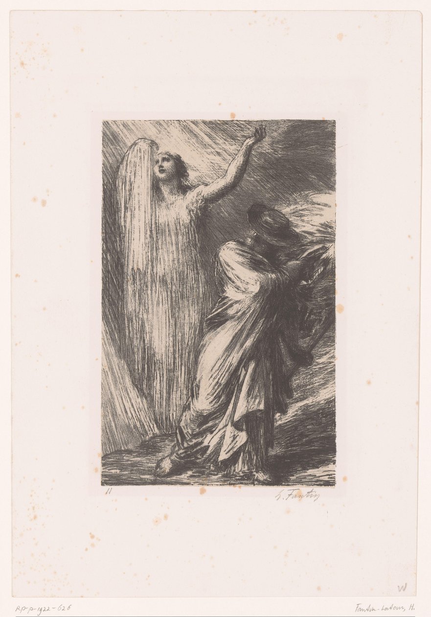Wotan roept de aardgodin Erda op door Ignace Henri Jean Fantin Latour