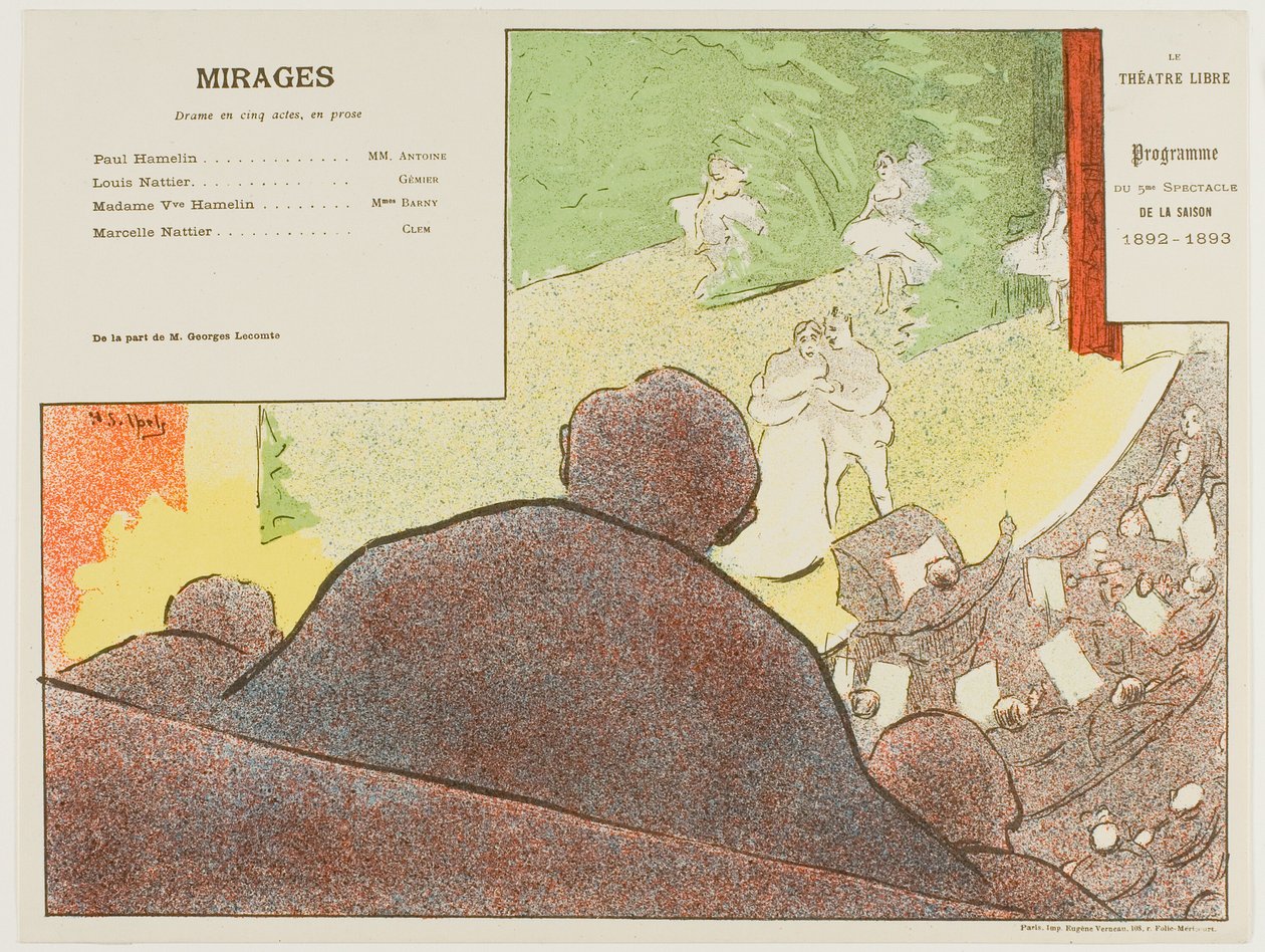 Vijfde voorstelling: Mirages, voor Le Théatre Libre door Henri Gabriel Ibels