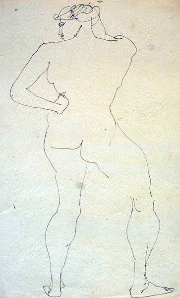 Vrouwelijke naakt van achteren door Henri Gaudier Brzeska