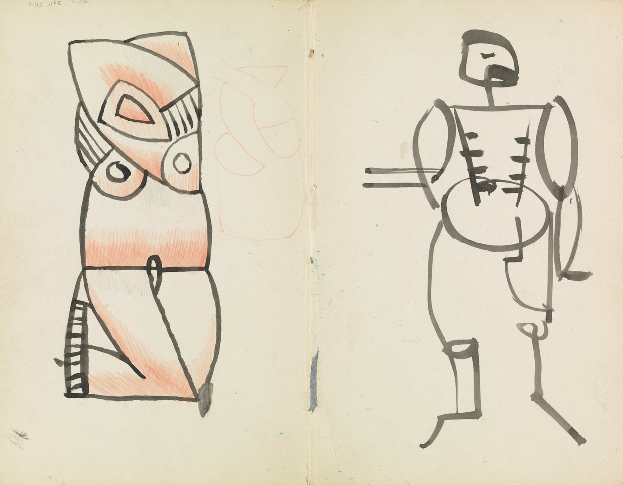 Hurkende vrouw en staande man door Henri Gaudier Brzeska