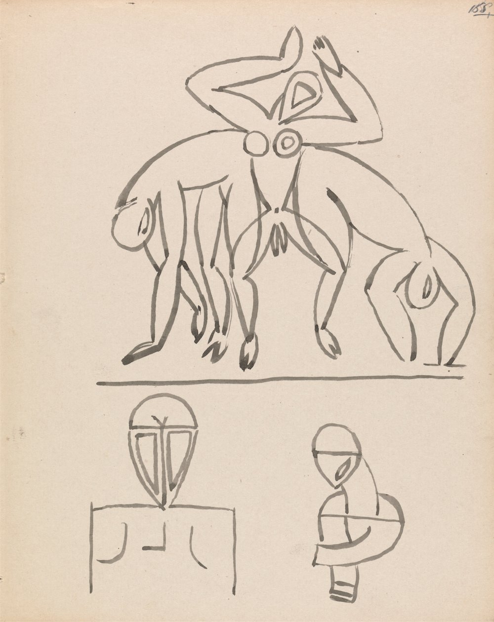 Negen figuurstudies door Henri Gaudier-Brzeska