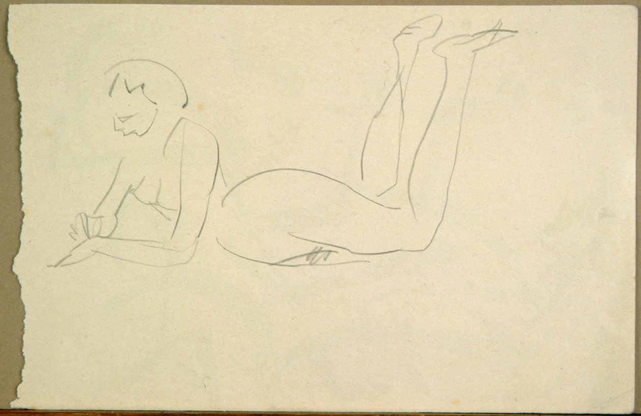 Naakt Meisje Liggend op de Vloer door Henri Gaudier Brzeska
