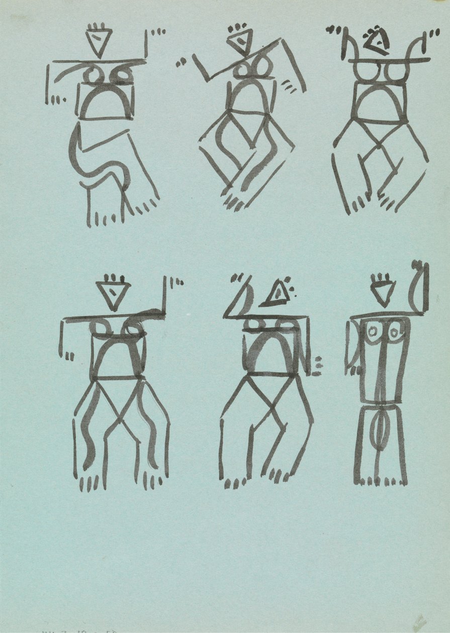 Zes studies van dansende figuren door Henri Gaudier-Brzeska