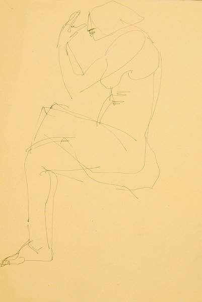 Sophie naakt, zittend, benen gekruist door Henri Gaudier Brzeska