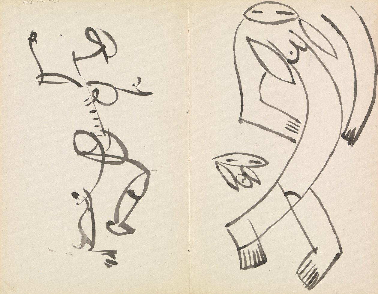 Studies van twee dansende figuren door Henri Gaudier-Brzeska