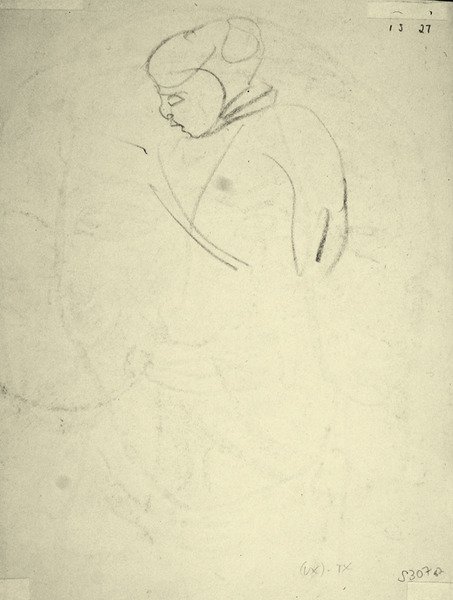 Studie van een Vrouw die naar beneden kijkt door Henri Gaudier Brzeska