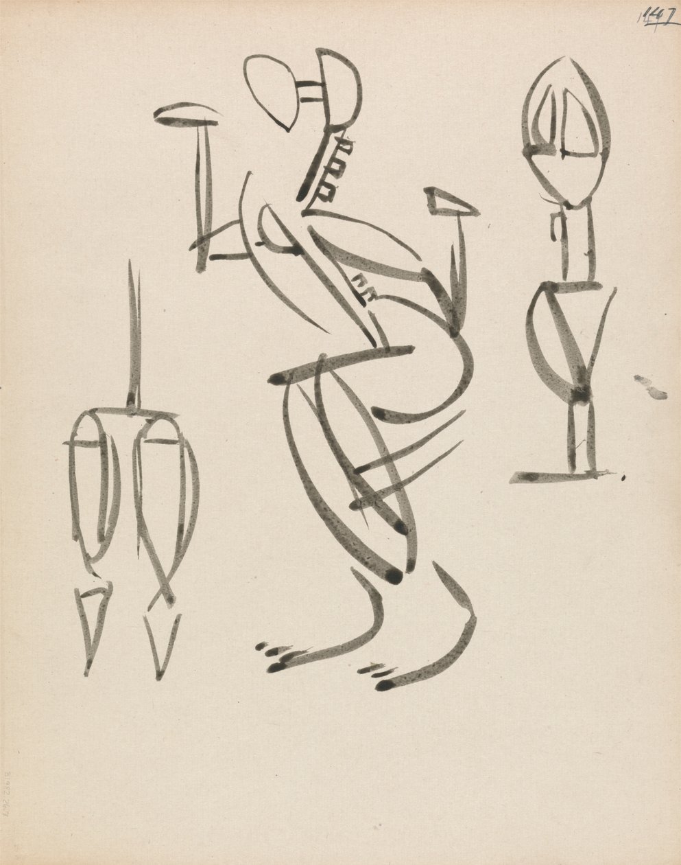 Drie figuurstudies door Henri Gaudier Brzeska