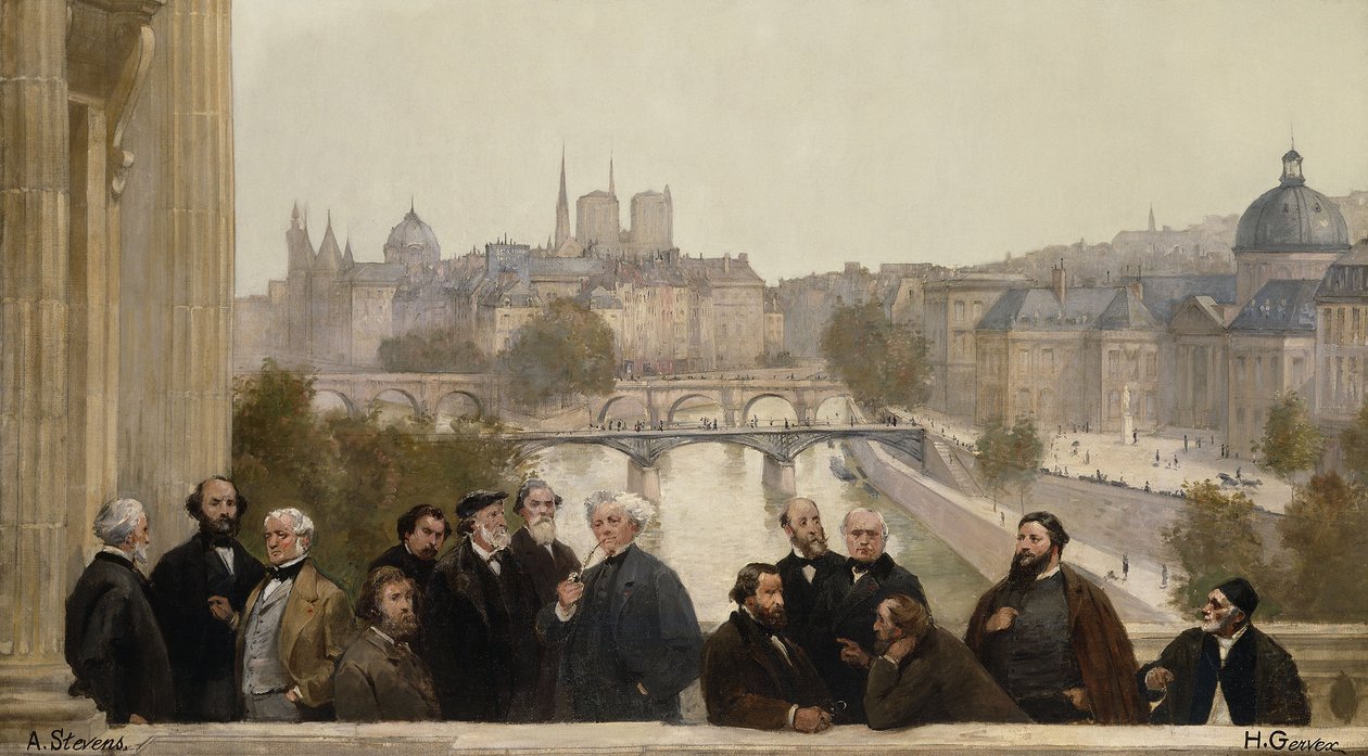 Panorama van de eeuw: Dupré, Rousseau, Isabey, Millet, Couture, Daubigny, Diaz, Corot, Troyon, Fromentin, Barye, Decamp, Courbet, Robert-Fleury door Henri Gervex