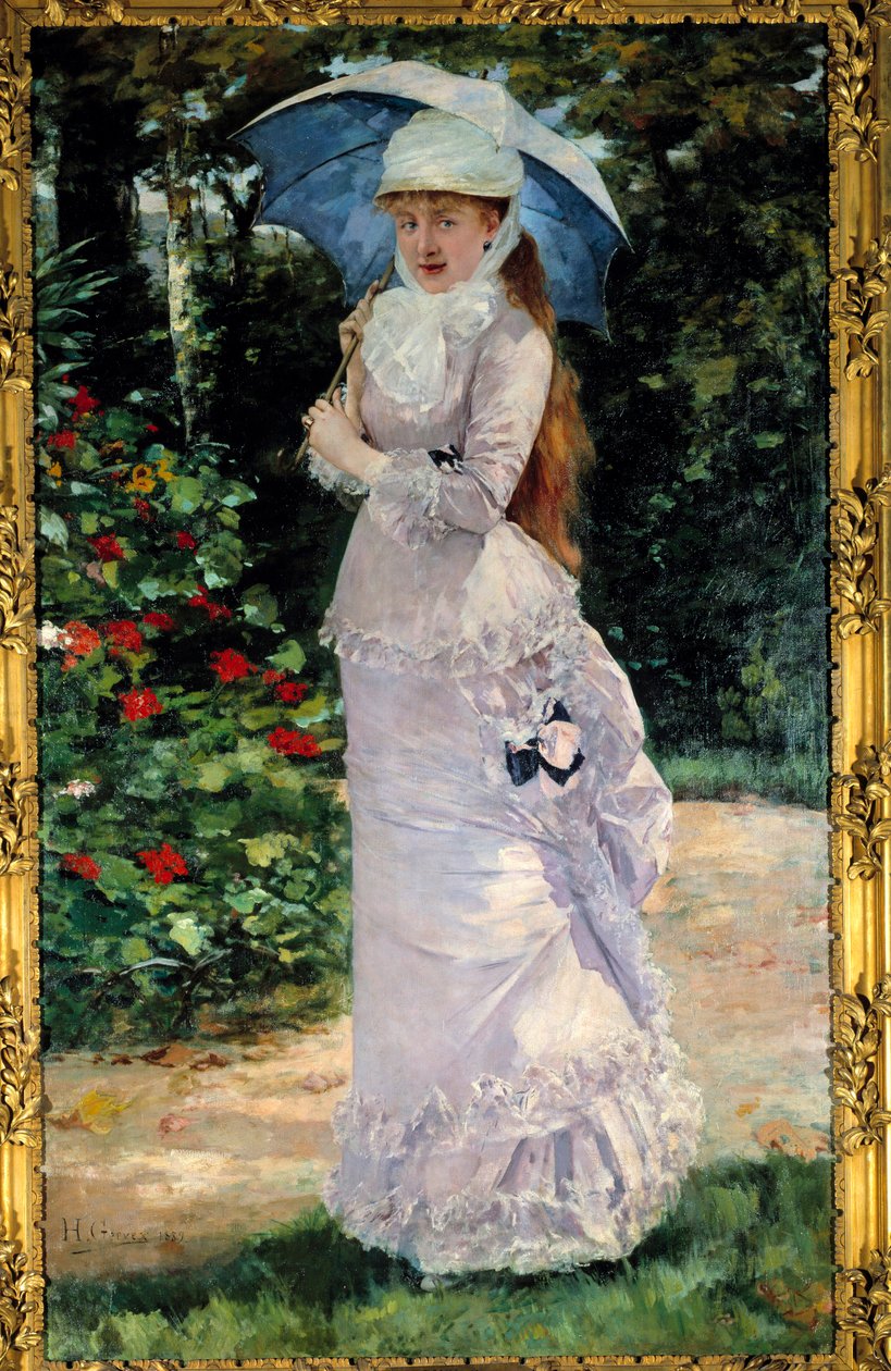 Portret van Madame Valtesse de la Bigne (1861-1910), courtisane die model stond voor Nana door Henri Gervex