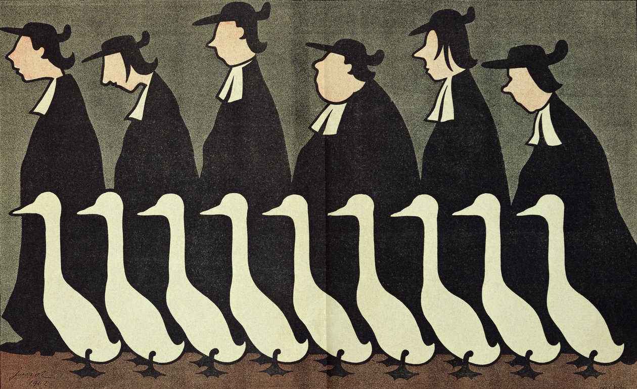 De ganzen, antiklerikale karikatuur uit 