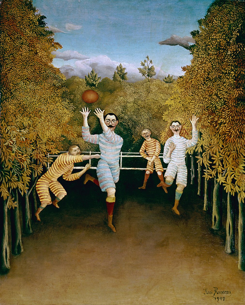 De voetballers door Henri J.F. (1844-1910) Rousseau
