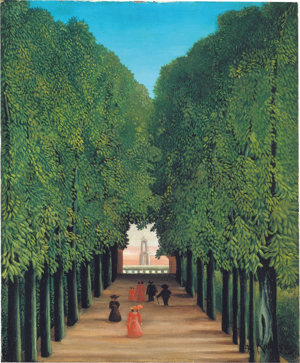 De laan in het park bij Saint Cloud, ca. 1908 door Henri Rousseau