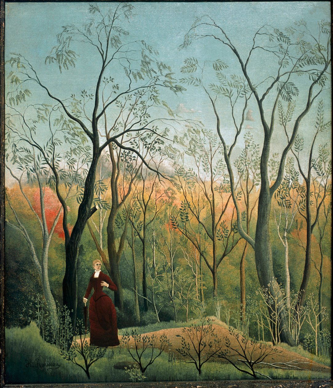Wandeling in het bos door Henri J.F. Rousseau