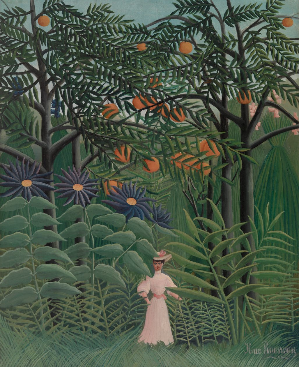 Vrouw wandelend in een exotisch bos door Henri J.F. 1844 1910 Rousseau