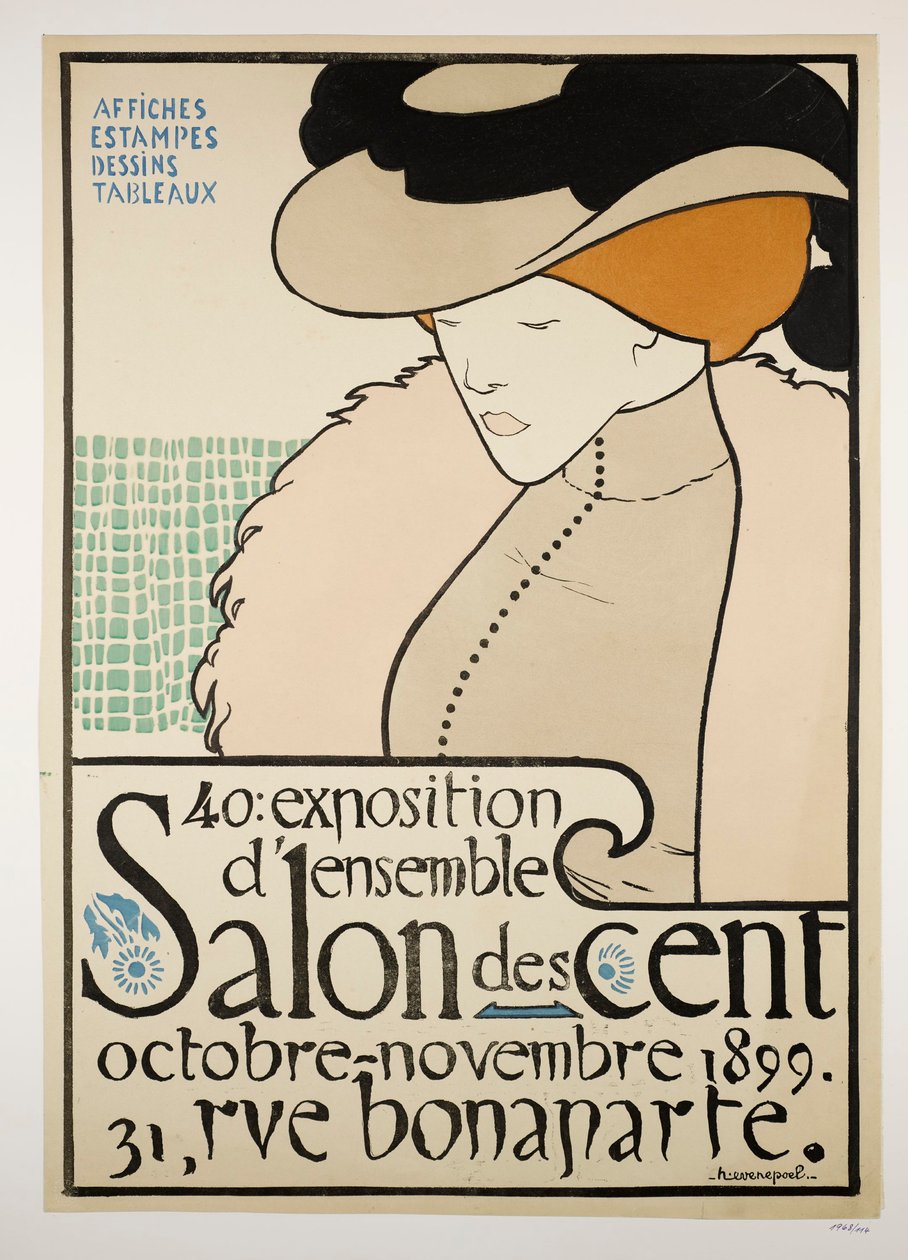Salon des cents, tentoonstellingsaffiche door Henri Jacques Edouard Evenepoel