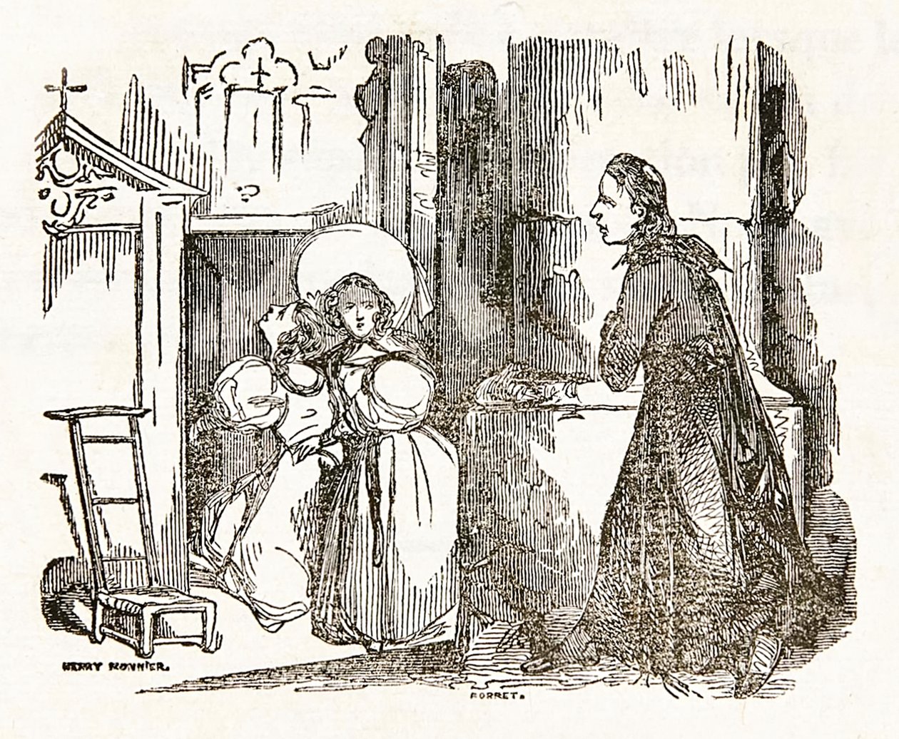 Le Rouge et le Noir [De Rode en de Zwarte] door Stendhal (Marie-Henri Beyle) (1783-1842) titelpagina van Boek 1 door Henri Joseph Dubouchet