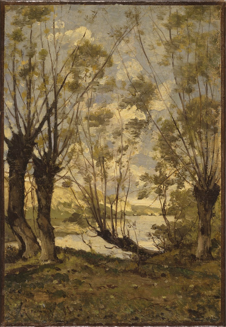 Wilgen aan de Oevers van de Loire door Henri-Joseph Harpignies