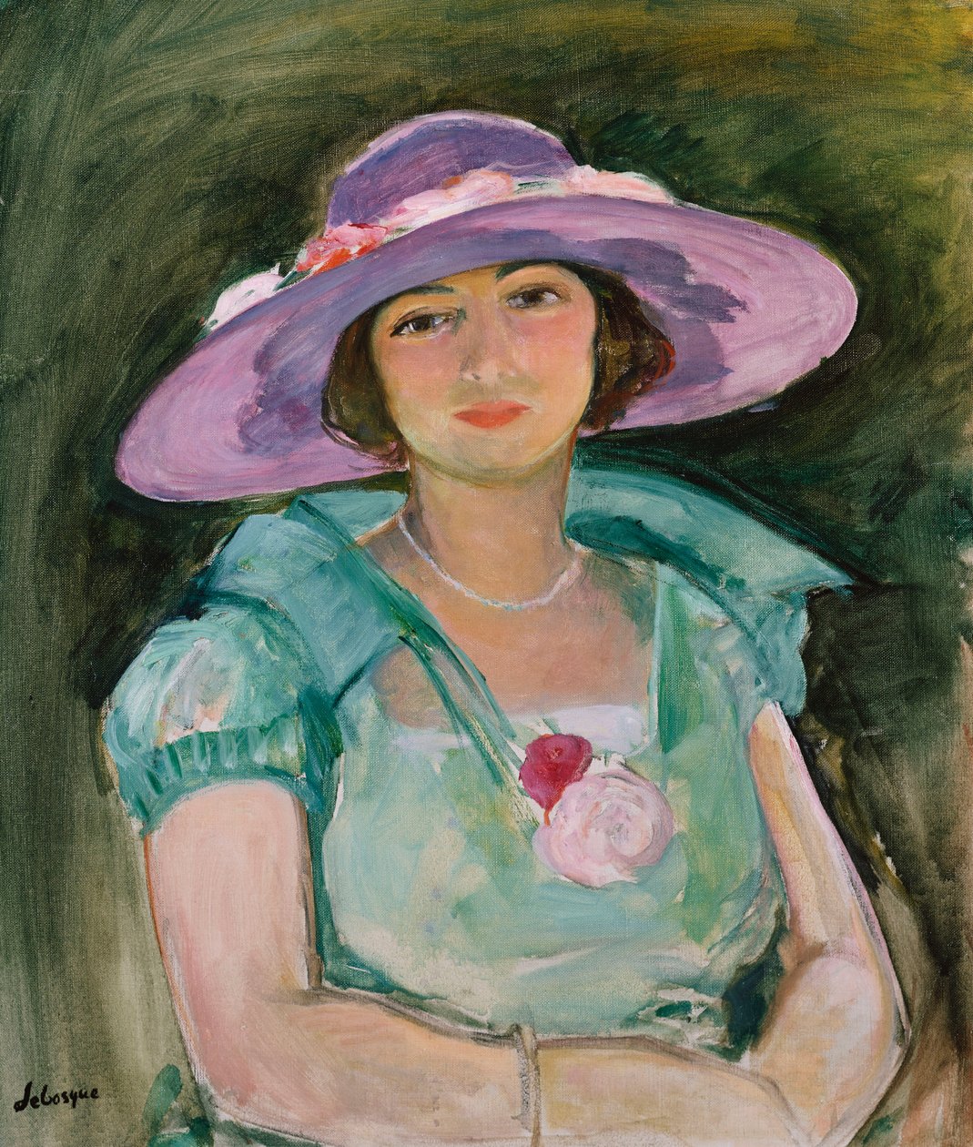 Portret van Marthe Lebasque in een Paarse Hoed door Henri Lebasque