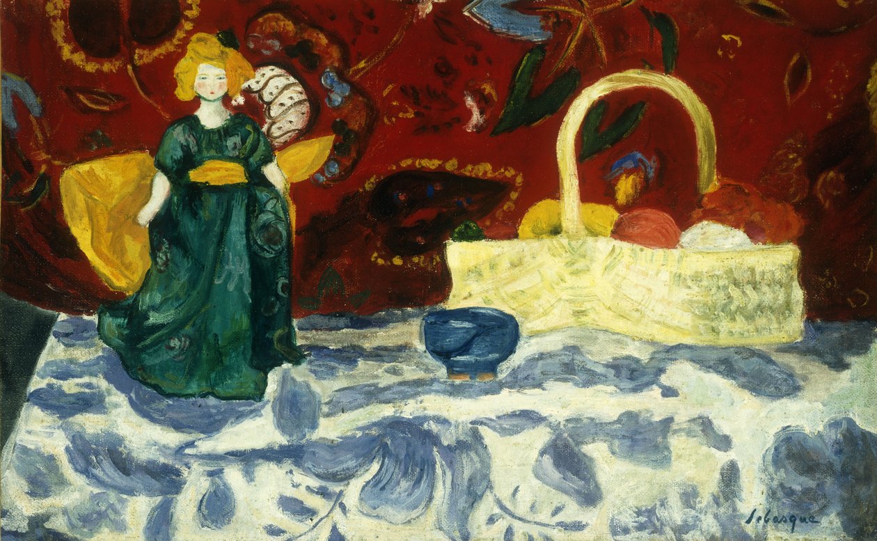 Stilleven met een Pop en Fruit door Henri Lebasque