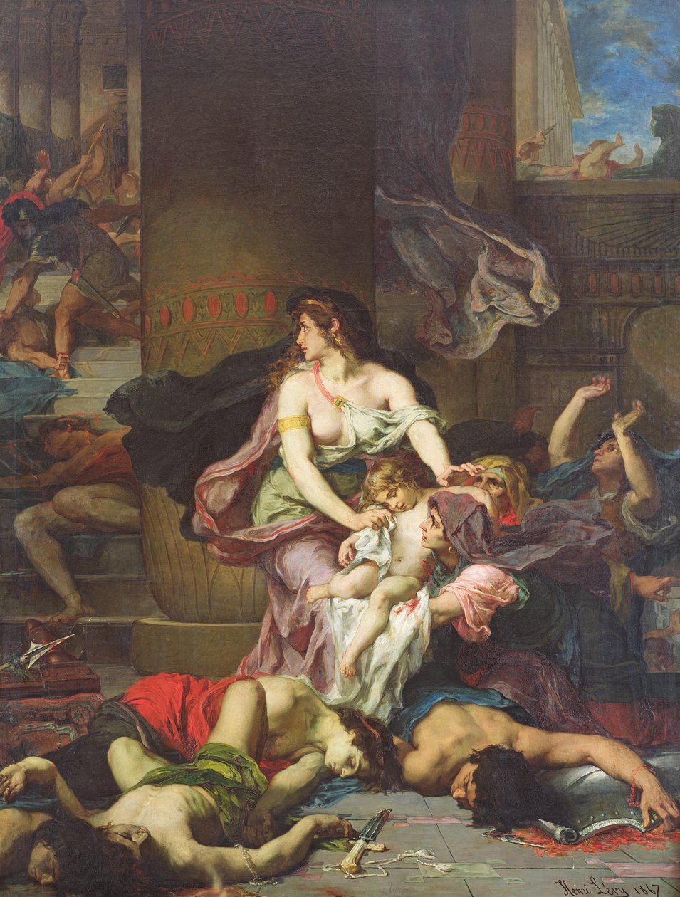 Joas gered van de slachting van de koninklijke familie, 1867 door Henri Leopold Levy