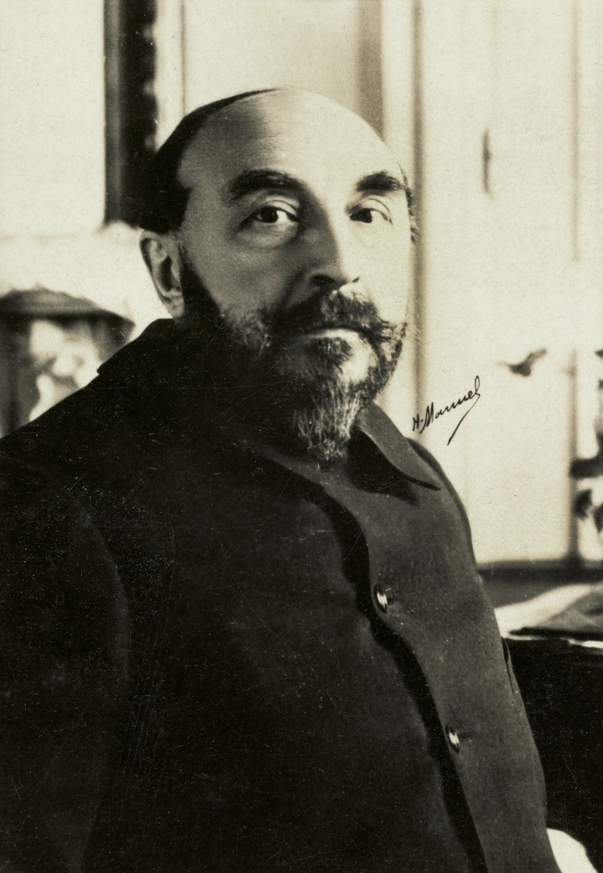 Portret van Joseph Henri Boex dit J. , H. Rosny l Aine (foto) door Henri Manuel