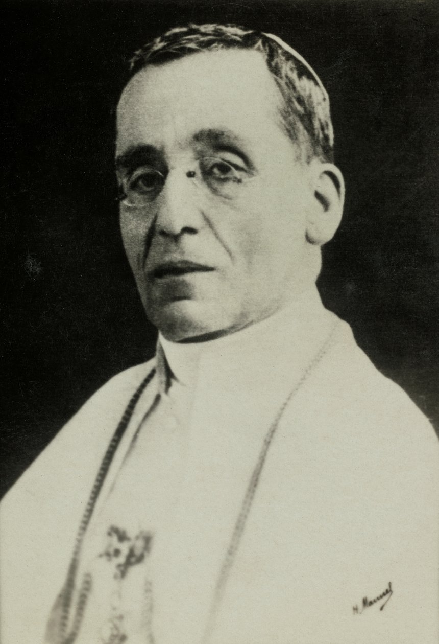 Portret van paus Benedictus 15 (foto) door Henri Manuel
