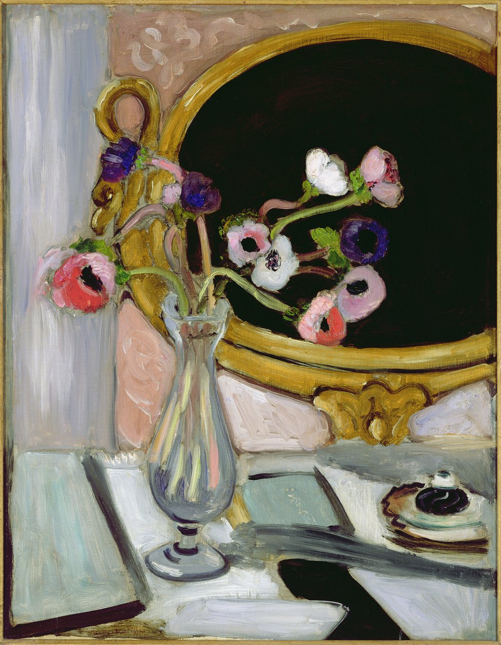 Anemoon en spiegel door Henri Matisse