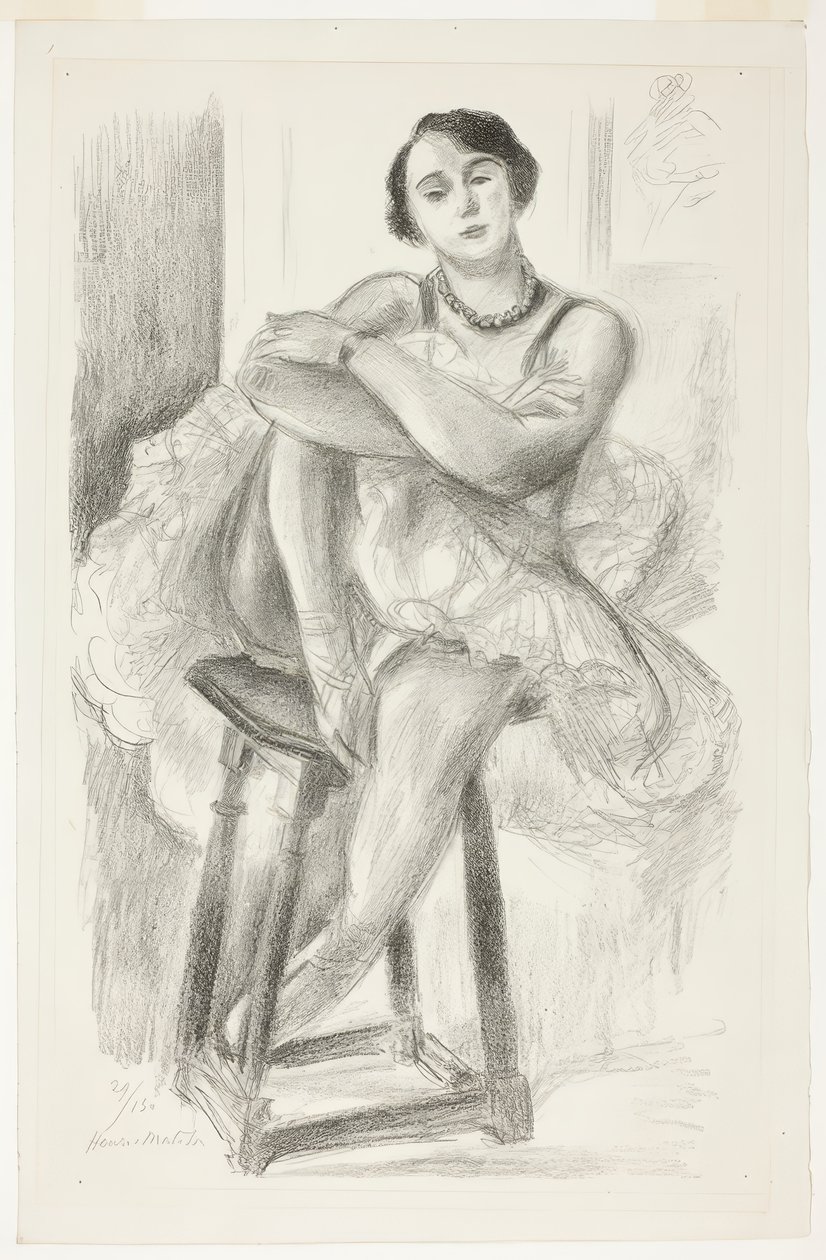 Danser gezeten op een kruk, uit Tien dansers door Henri Matisse
