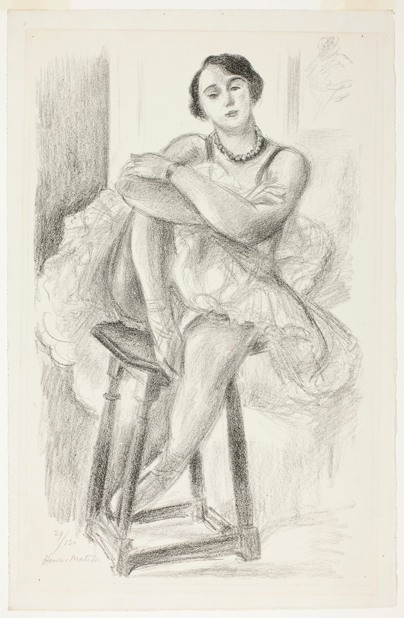 Danseres zittend op een kruk, uit Tien danseressen door Henri Matisse