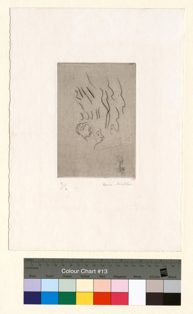 Twee kleine profielen (etsproef) door Henri Matisse