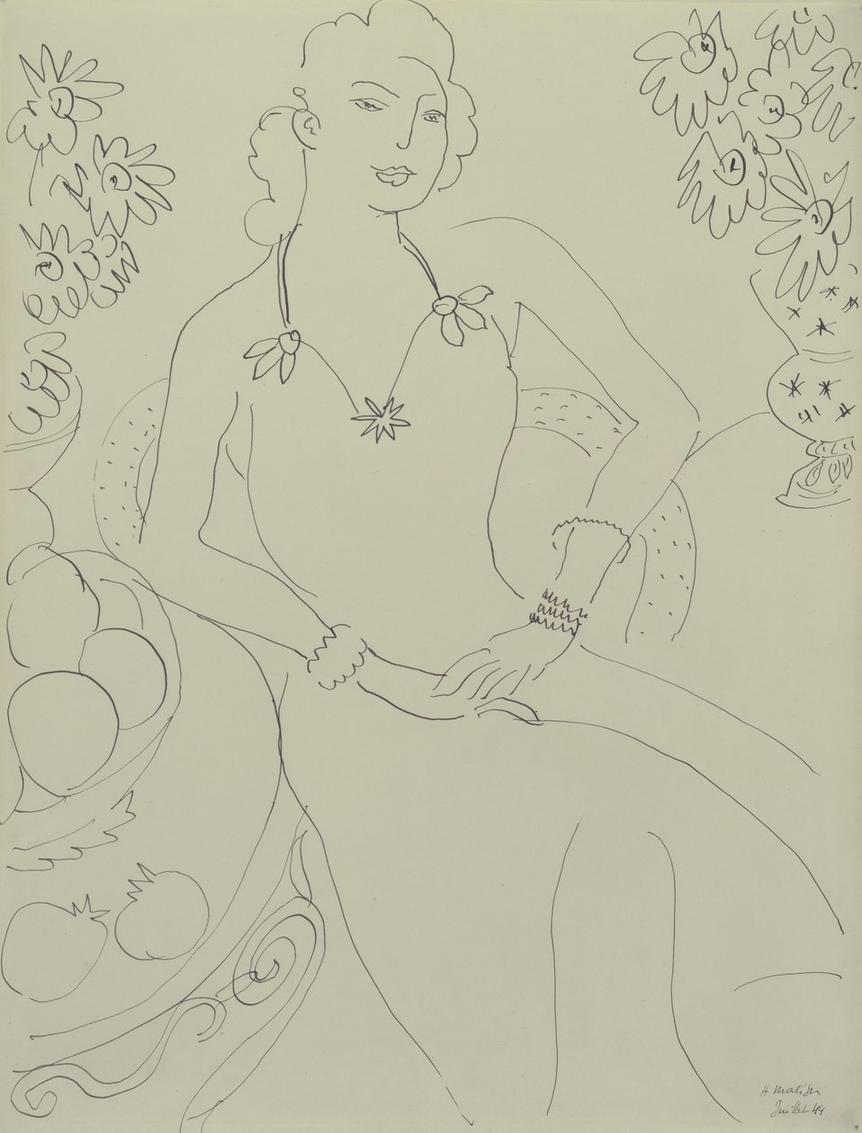 Tekening van een zittende vrouw door Henri Matisse