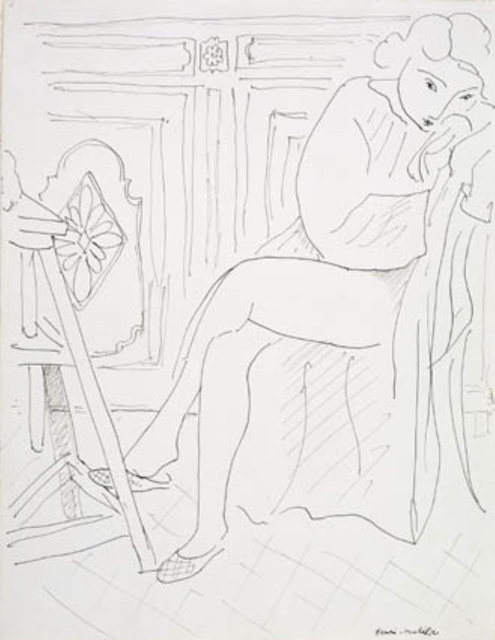 Ontspannend vrouwelijk model in het atelier door Henri Matisse