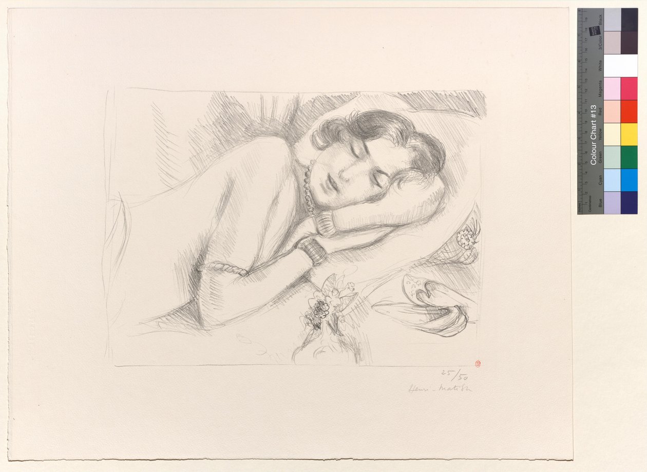 Slapende figuur met pantoffels door Henri Matisse
