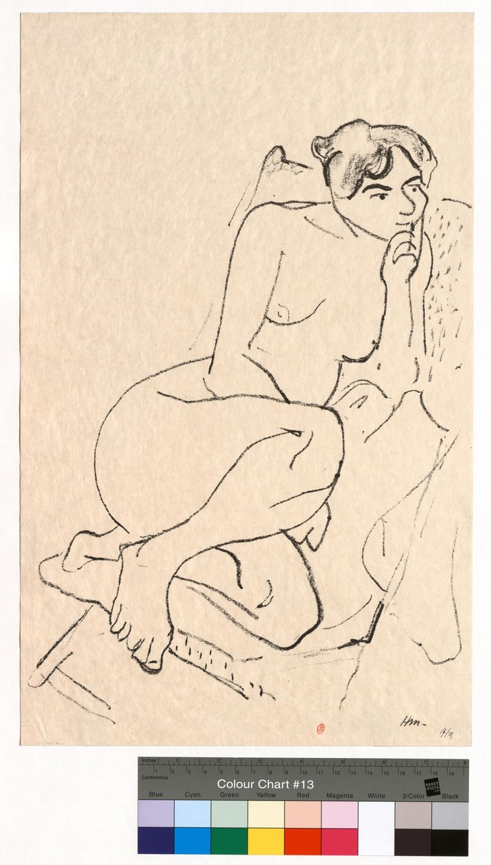 Peinzende figuur in een klapstoel door Henri Matisse