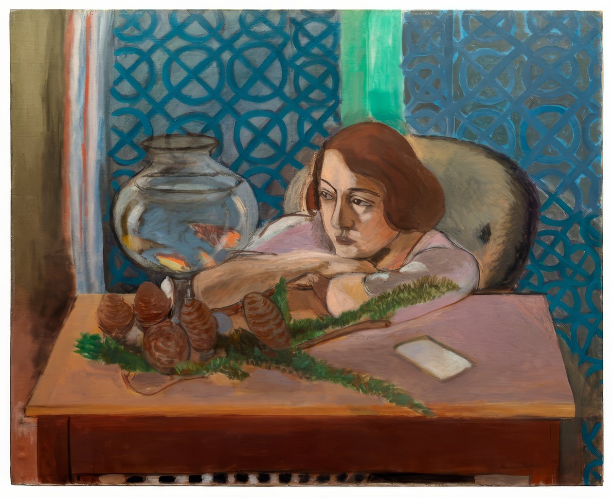 Vrouw voor een aquarium door Henri Matisse