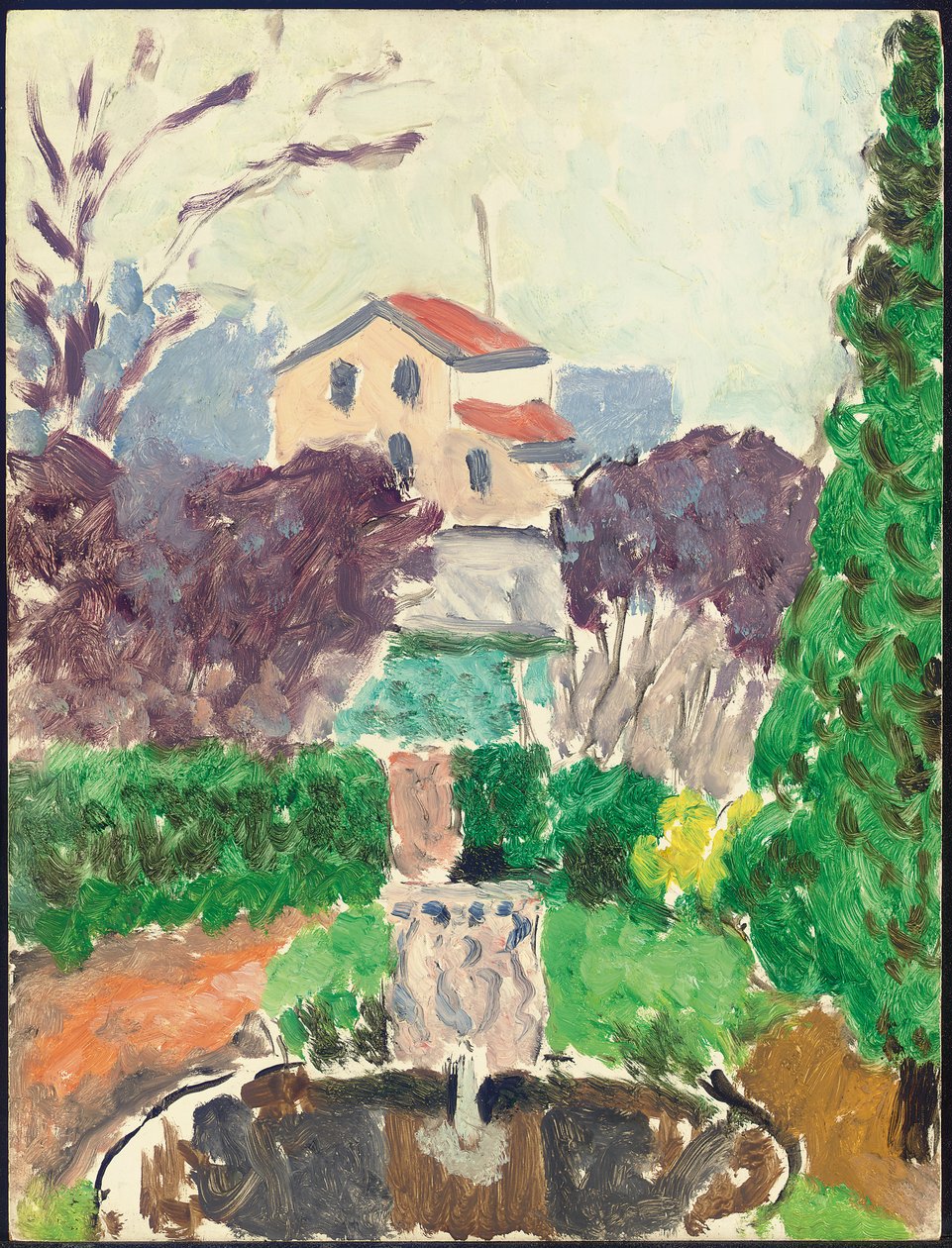 Tuin van de kunstenaar te Issy-les-Moulineaux, ca. 1918 (olieverf op paneel) door Henri Matisse