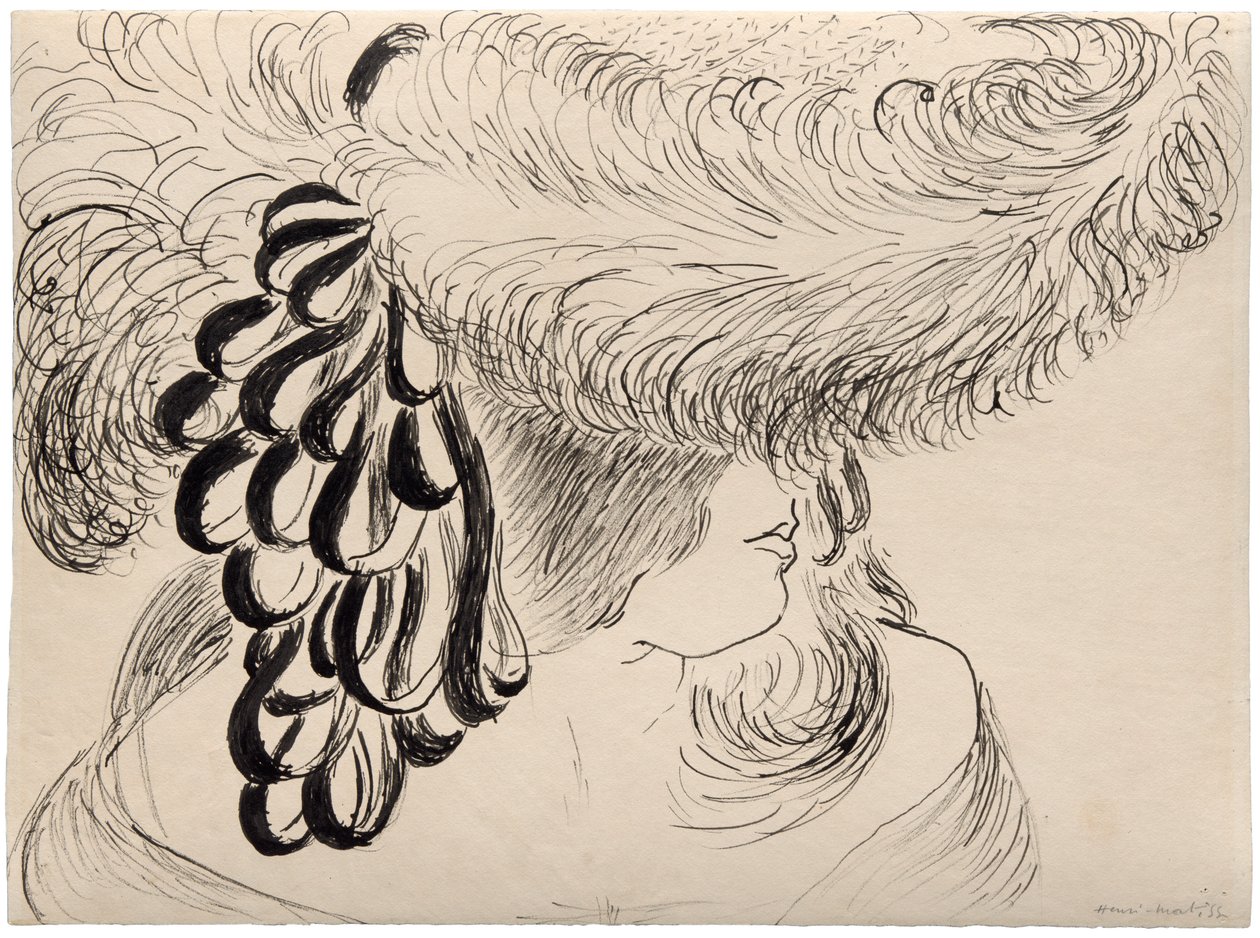 Meisje met gevederde hoed (Mlle Antoinette) door Henri Matisse
