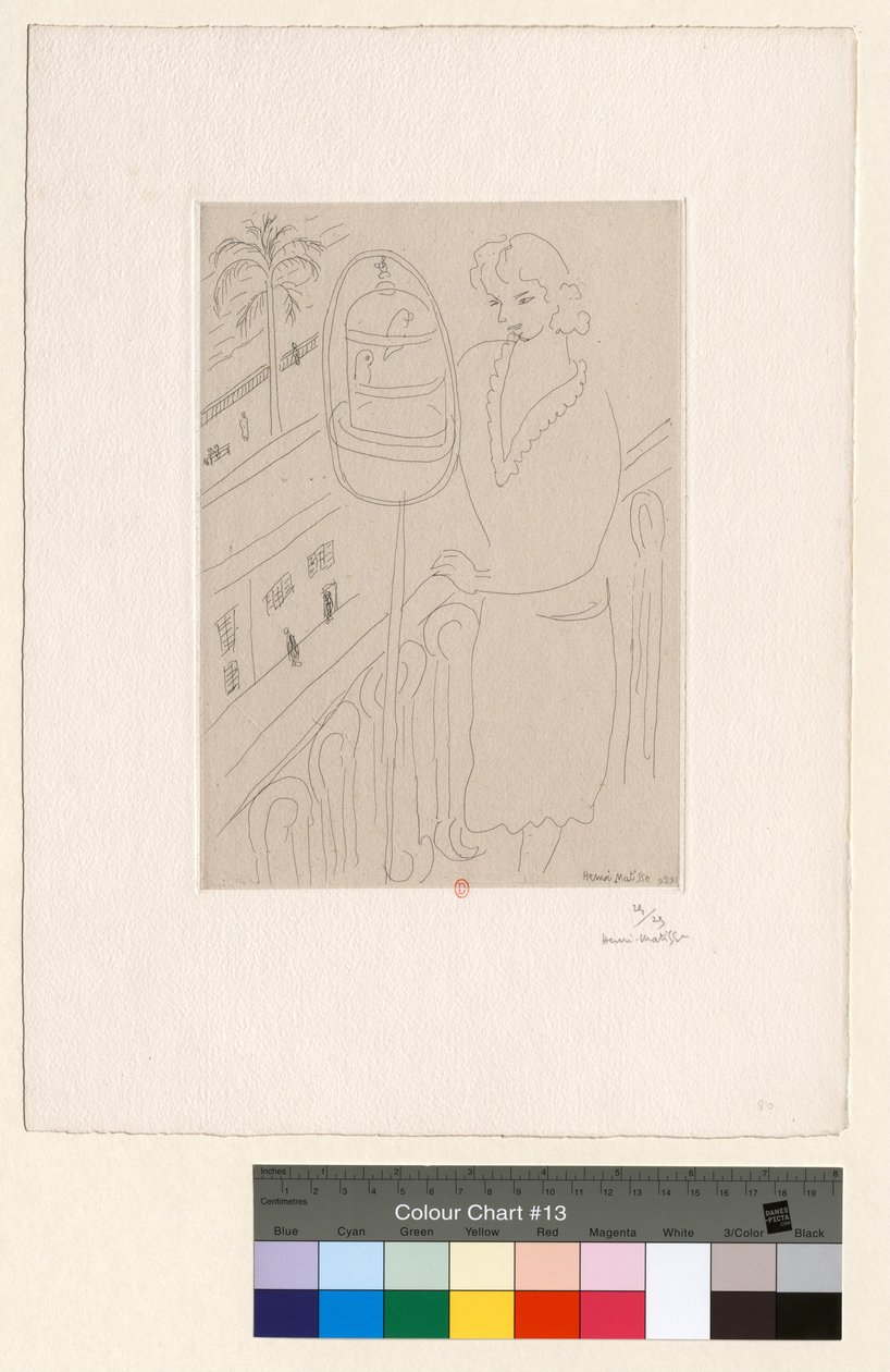 Jonge vrouw op het balkon die parkieten bekijkt door Henri Matisse