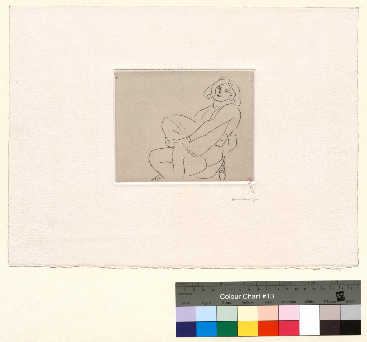 Jonge vrouw die haar linkerknie omvat door Henri Matisse